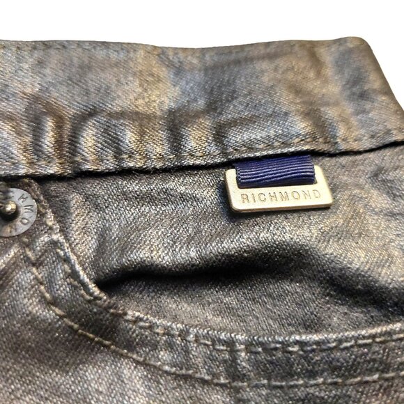 John Richmond Dual-Tone Coated Denim Front & Blue Denim Back Jeans Sz 28 NWT - Picture 4 of 10